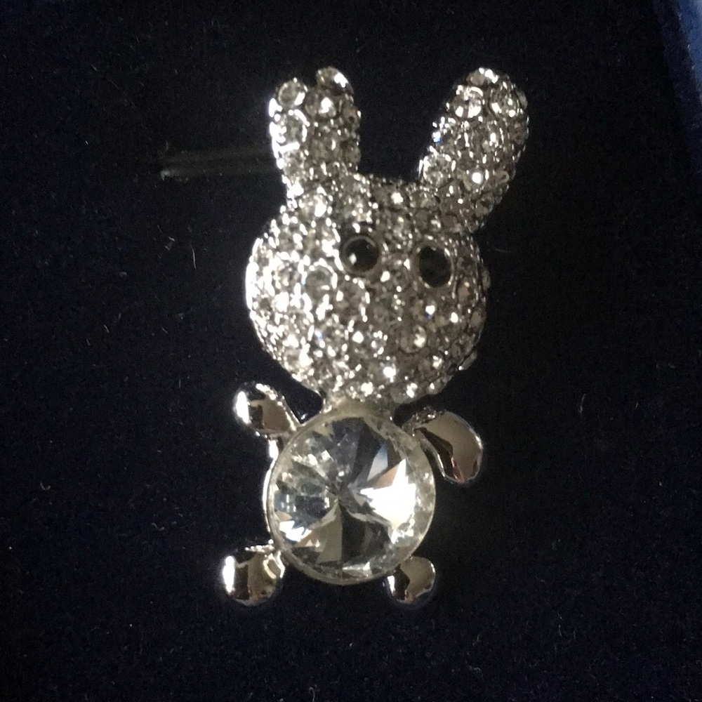Swarovski crystal studded rabbit brooch